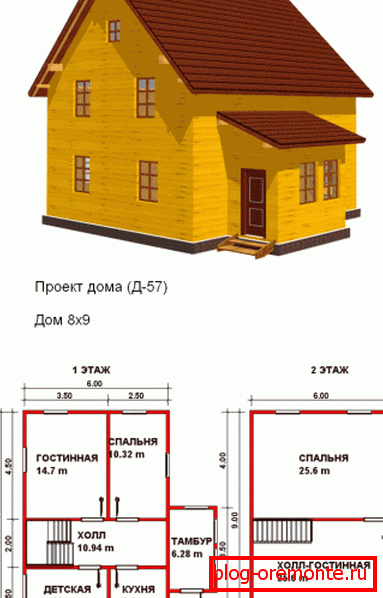 Комфортабельний проект будинку з бруса 8х9 - зверніть увагу на зручне планування і кількість кімнат Комфортабельний проект будинку з бруса 8х9 - зверніть увагу на зручне планування і кількість кімнат