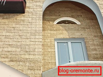 Обшитий бетонним сайдингом фасад будівлі Обшитий бетонним сайдингом фасад будівлі