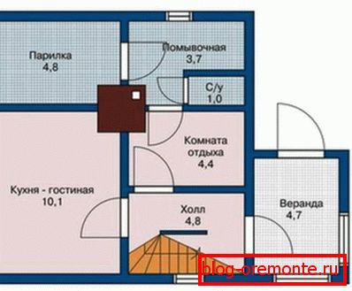 План першого поверху будинку з лазнею План першого поверху будинку з лазнею