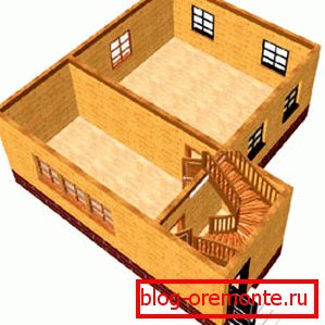 Схематичне зображення першого поверху в будинку 8х8 м. Схематичне зображення першого поверху в будинку 8х8 м.