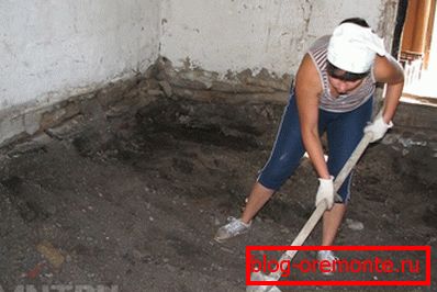 Видалення грунту з області бетонування Видалення грунту з області бетонування